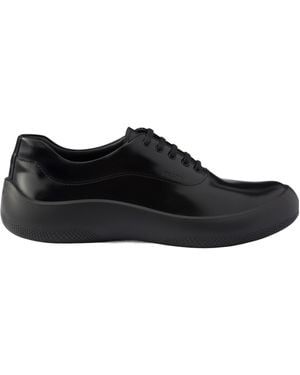 Prada Brushed Leather Sneakers - Black