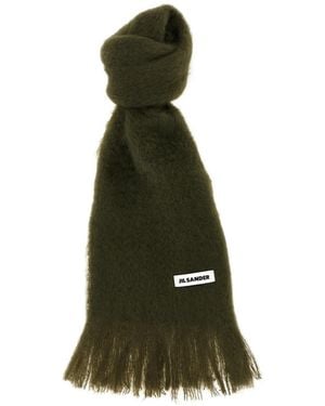 Jil Sander Logo Patch Mohair Scarf - Green