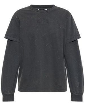 Ganni Future Heavy Layered Sleeve T-Shirt - Grey