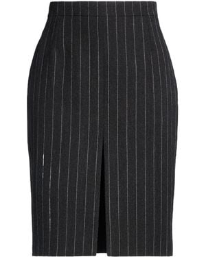 Saint Laurent Striped Wool Midi Skirt - Black