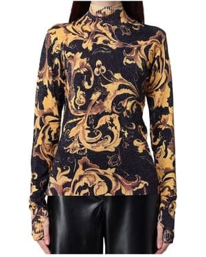 Versace Jeans Couture Couture Baroque-Printed High Neck Blouse - Black
