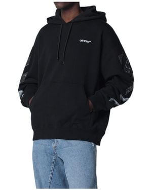 Off-White c/o Virgil Abloh Logo Printed Drawstring Hoodie - Blue