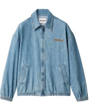 Miu Miu Chambray Blouson Jacket - Blue