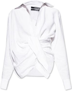 Jacquemus Bahlia Tie-Up Detailed Blouse - White