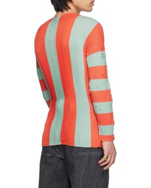Sunnei Pleated Striped T- Shirt - Red
