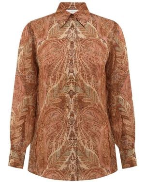 Zimmermann Paisley-Print Collared Shirt - Brown