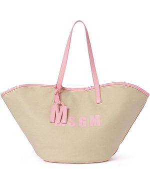 MSGM New Logo Printed Top Handle Bag - Pink