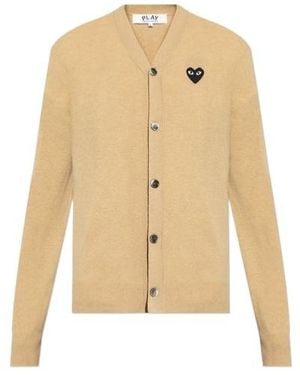 COMME DES GARÇONS PLAY Comme Des Garçons Play Logo Patch Knitted Cardigan - Natural