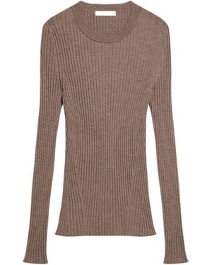 Helmut Lang Ribbed Crewneck Open-Back Top - Brown