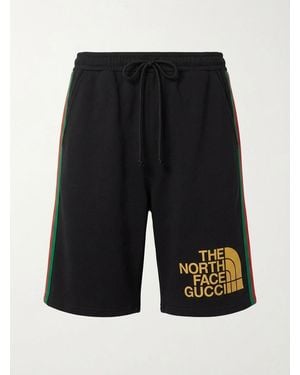 Gucci The North Face X Joint Series Ribbon Printed Cotton Shorts - Black