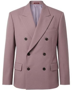 Gucci Double-Breasted Tecno Wool Jacket - Purple