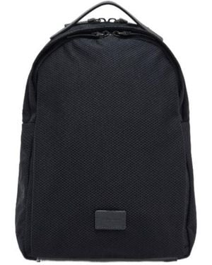 Giorgio Armani Mesh Backpack With Leather Inserts And Adjustable Shoulder Straps - Blue