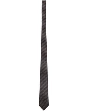 Saint Laurent Striped Jacquard Tie - White