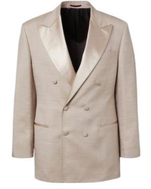 Brunello Cucinelli Patent Lapel Double-Breasted Blazer - Natural