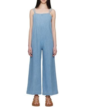 A.P.C. Strapped Wide-Leg Jumpsuit - Blue