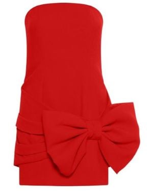 Marella Bow-Detail Envers Satin Bustier Dress - Red