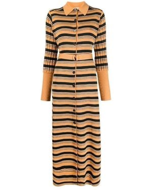 Chloé Knitted Striped Shirt Dress - Metallic