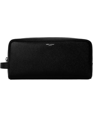 Saint Laurent Grained Leather Toiletry Bag - Black