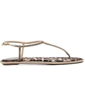 Rene Caovilla Crystal-Embellished Leopard-Print Sandals - Brown