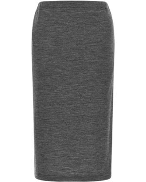 Junya Watanabe Mélange-Effect Midi Skirt - Grey