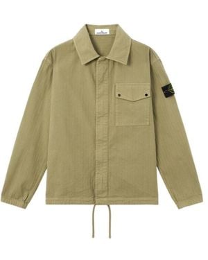 Stone Island Comfort-Fit Zip-Up Overshirt With Chest Pocket - Green