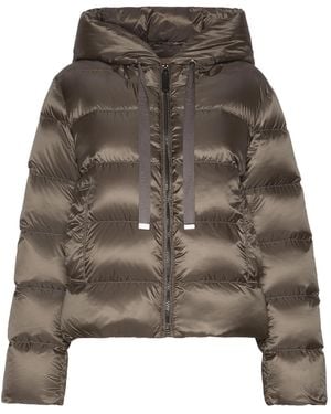 Max Mara Short Water-Repellent Plain-Weave Fabric Puffer Jacket - Gray
