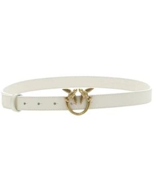 Pinko Love Bird Plaque Buckle Belt - White