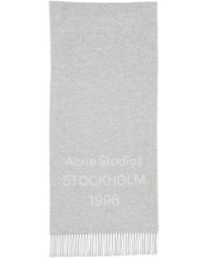 Acne Studios Logo-Embellished Wool Scarf - White