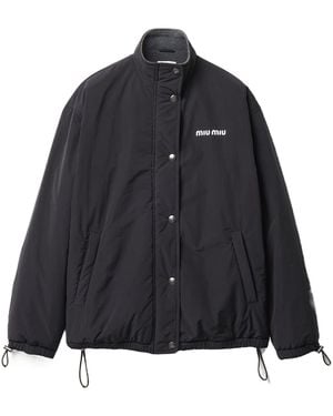 Miu Miu Pongé And Fleece Jacket - Black