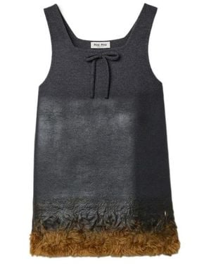Miu Miu Double Wool And Shearling Dress - Black