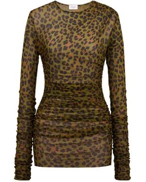 Saint Laurent Ruched Mini Dress - Green
