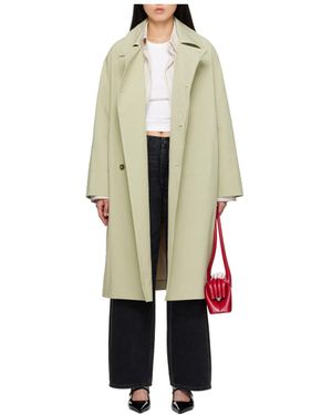 Loulou de Saison Long-Sleeved Button-Down Trench Coat - Green