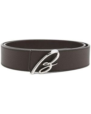 Brioni Logo-Buckle Belt - White