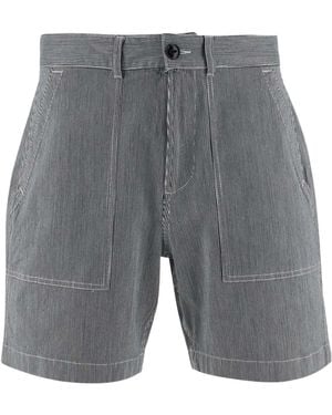 Woolrich Logo Tag Striped Bermuda Shorts - Grey