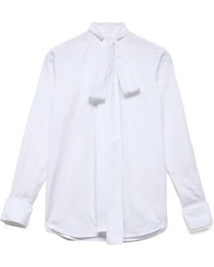 7 For All Mankind Long-Sleeve Bow-Tie Shirt - White