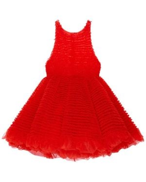 Givenchy Mini Babydoll Dress With Nylon Frills - Red