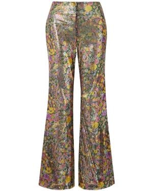 La DoubleJ Sequined Tulle Flared Trousers - Grey