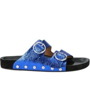 Isabel Marant Metallic Stylish Snake-Print Slides - Blue