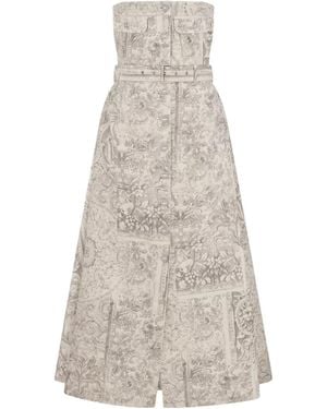 Dior Mid-Length Belted Bustier Dress - White