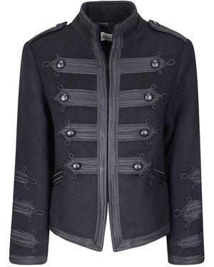 P.A.R.O.S.H. P.A.R.O..H. Braided Trim Military Jacket - Blue