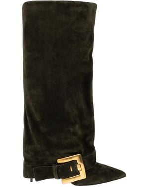 Balmain Buckle Detailed Heeled Boots - Black