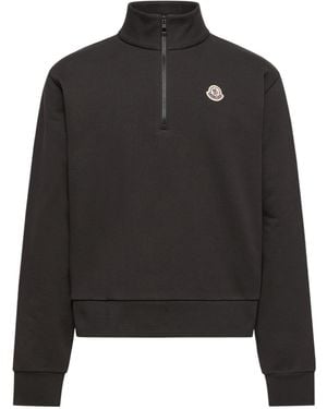 Moncler Logo Cotton Zip-Up Sweatshirt - Black