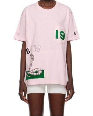 Bode Cobra Crew Neck T-Shirt - Pink