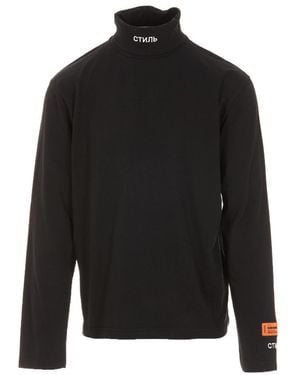 Heron Preston Logo Embroidered Turtleneck Pullover - Black