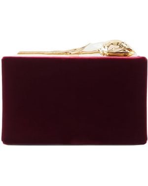 Erdem Bloom-Tone Velvet Clutch - Red