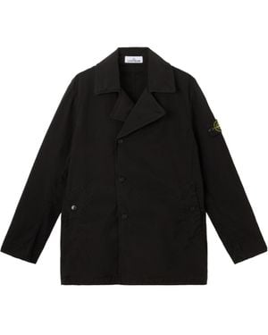Stone Island Short Trench Coat With Matt Appearance And Anti-Drop - Black