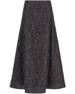 Peserico Fringed A-Line Midi Skirt - Grey
