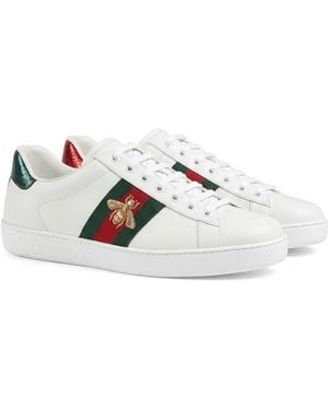 Gucci Ace Embroidered Leather Trainer - White