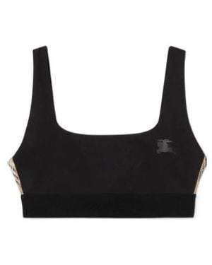 Burberry Check Trim Stretch Bra Top - Black