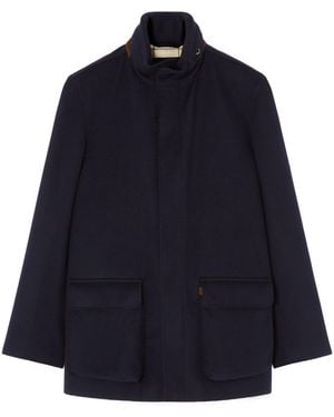 Loro Piana High-Neck Long Sleeved Jacket - Blue